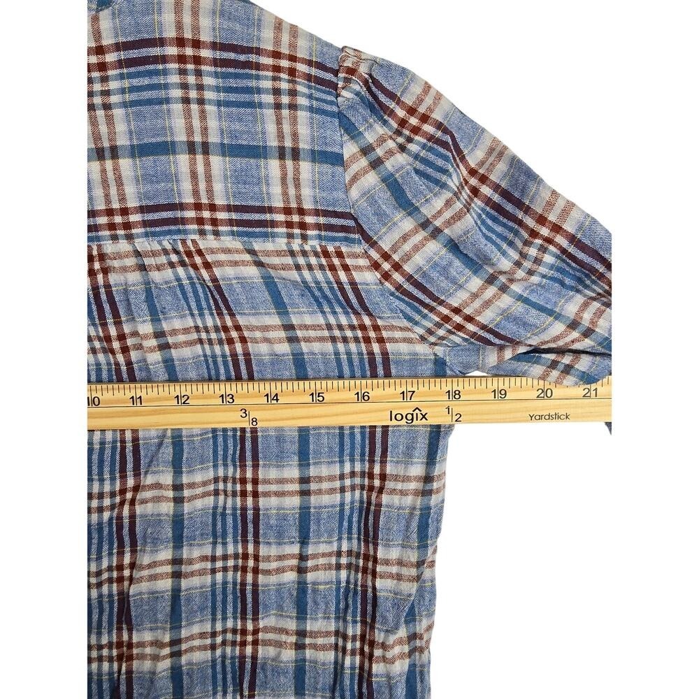 Madewell Leyfields Womens XS Popover Plaid Blouse Casual Preppy Blue - Picture 4 of 5